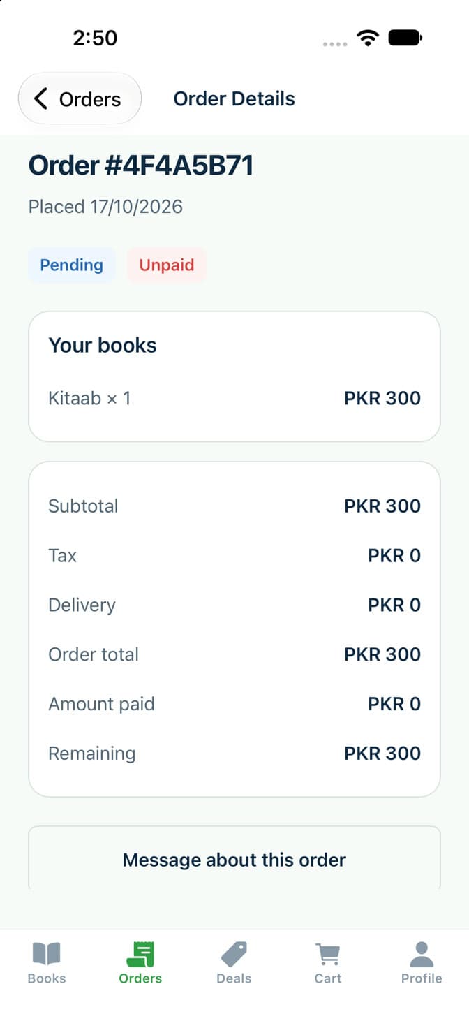 An order from the customer's side