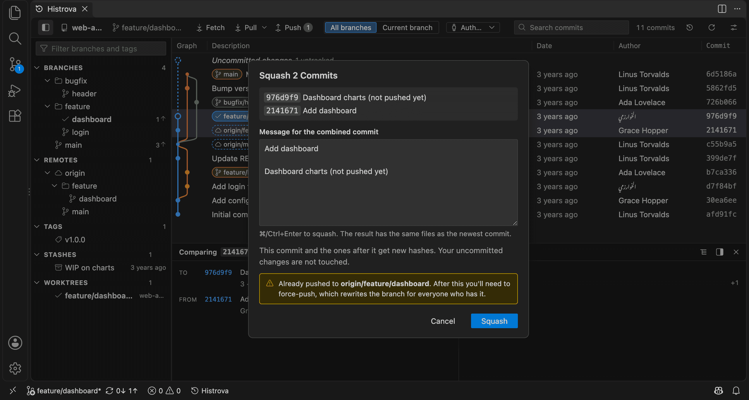 Squashing two commits